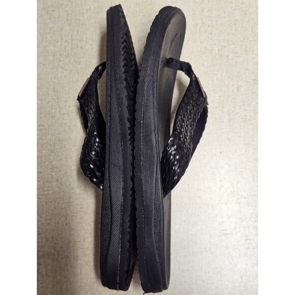 High Tide Women's Comfort Thong BLACK Flip Flops Woven Leather Neutral - Picture 6 of 8